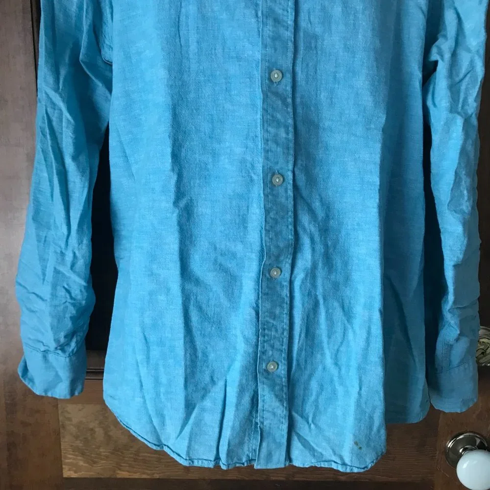 Banana Republic Teal Button-Down w/Convertible Sleeves Large